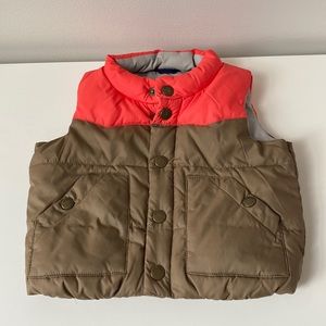 Baby Gap baby puffer vest in brown with orange stripe